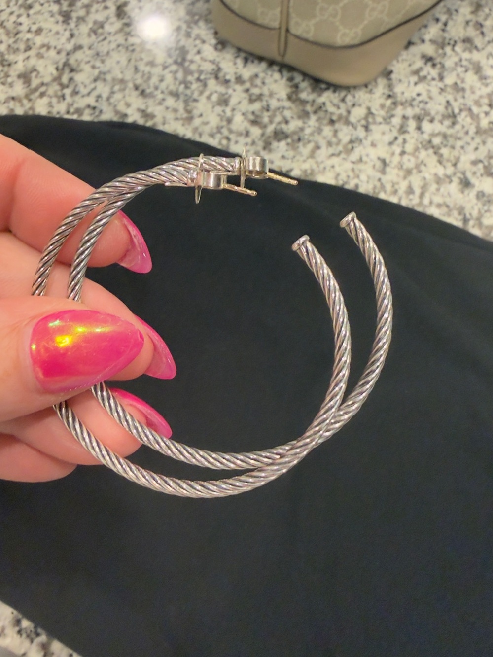 Classic David Yurman Twisted cable Hoop Earrings - 925 Silver silver